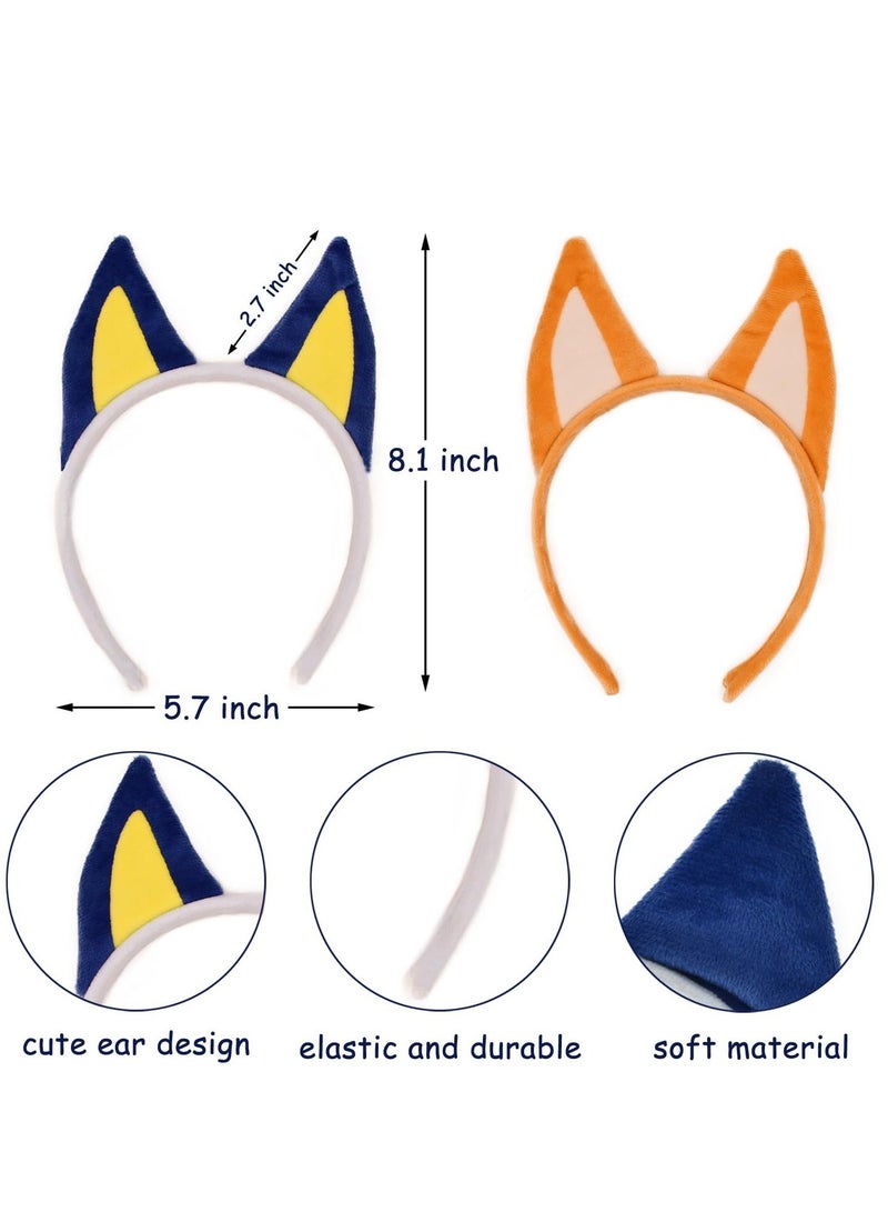 Dog Ears Headband And Tail, Animal Cosplay Costume, Suitable for Dog Themed Party Favors Birthday Party (Blue,Yellow) - Image 3