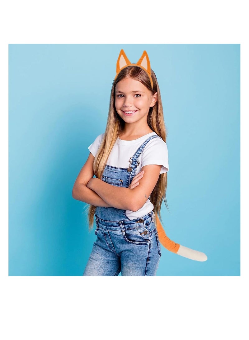 Dog Ears Headband And Tail, Animal Cosplay Costume, Suitable for Dog Themed Party Favors Birthday Party (Blue,Yellow) - Image 5