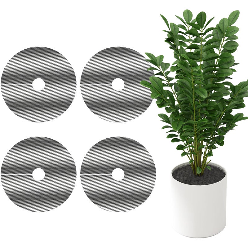 Adnee 4 Pcs 15.7 Inch Plant Pot Grids-Cuttable Plant Pot Soil Covers Protectors from Animals-Indoor Round Planter Pots Soil Guard for Outdoor Garden Plants Protection - Image 1