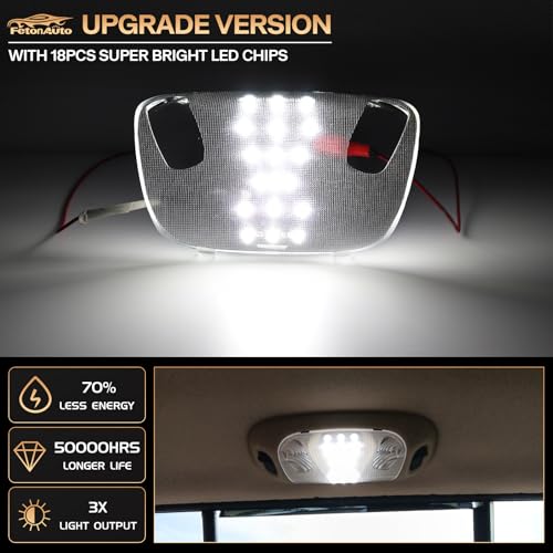 FetonAuto Interior Dome Light Cover Len With LED PCB for 1999-2007 Ford F250 F350 F450 F550 Overhead Map Reading Lamp Assembly for F150 Expedition Mustang Taurus, 6000K White - Image 2