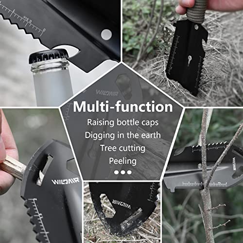 WILDAIR Camping Shovel Multifunctional 7 in 1 Survival Multitool Small Survival Shovel for Camping Tactical Shovel (Black) - Image 4
