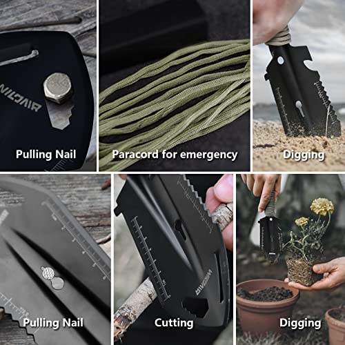 WILDAIR Camping Shovel Multifunctional 7 in 1 Survival Multitool Small Survival Shovel for Camping Tactical Shovel (Black) - Image 5