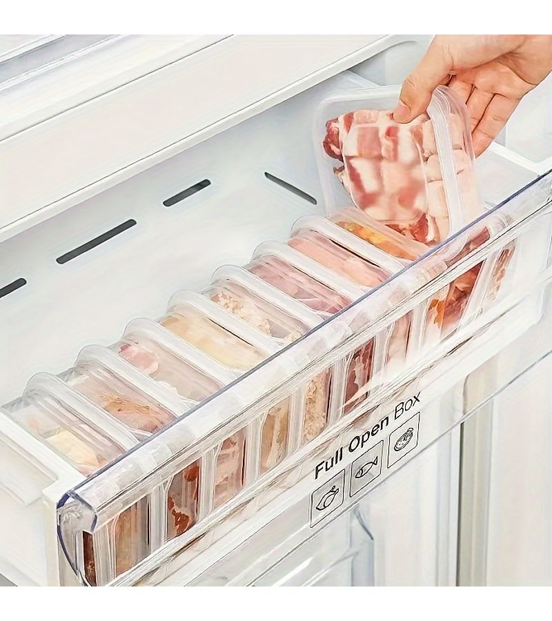 1 Refrigerator Meat Freezer Fruit And Vegetable Container Ginger Garlic Leek Food Storage Hermetically Sealed Stackable Fresh Keeping Kitchen Utensil 11 83 Oz 1 Piece - Image 2