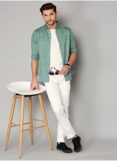 Dennis Lingo Slim Fit Green Casual Shirt - 100% Cotton  - Image 5