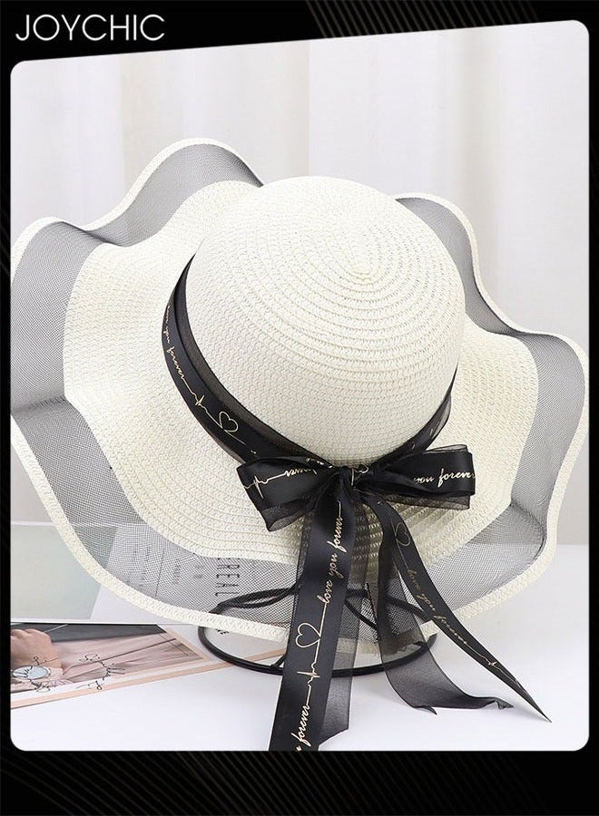 Joychic قبعة حماية من الشمس للنساء ذات حافة عريضة موضة صيفية للسيدات، قبعة قابلة للطي ومحمولة للسفر في الهواء الطلق مع حزام قابل للتعديل - Image 1