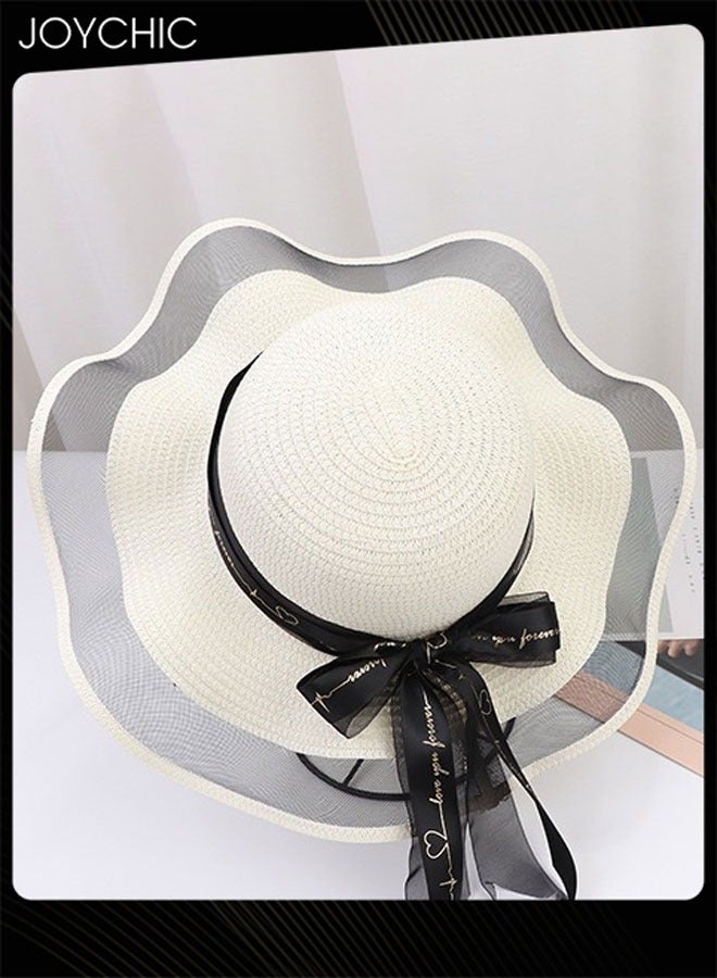 Joychic قبعة حماية من الشمس للنساء ذات حافة عريضة موضة صيفية للسيدات، قبعة قابلة للطي ومحمولة للسفر في الهواء الطلق مع حزام قابل للتعديل - Image 2