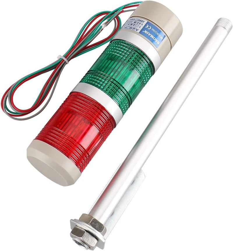 Baomain برج إشارة صناعي LED ضوء مؤشر دائري - ضوء تحذير مستمر أحمر أخضر AC 110V LTA-502T - Image 3
