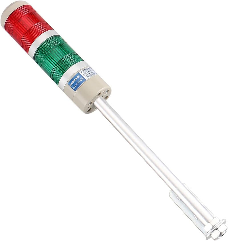 Baomain برج إشارة صناعي LED ضوء مؤشر دائري - ضوء تحذير مستمر أحمر أخضر AC 110V LTA-502T - Image 1