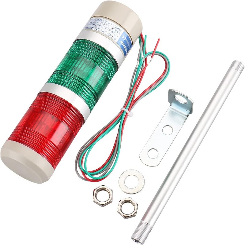 Baomain برج إشارة صناعي LED ضوء مؤشر دائري - ضوء تحذير مستمر أحمر أخضر AC 110V LTA-502T - Image 2