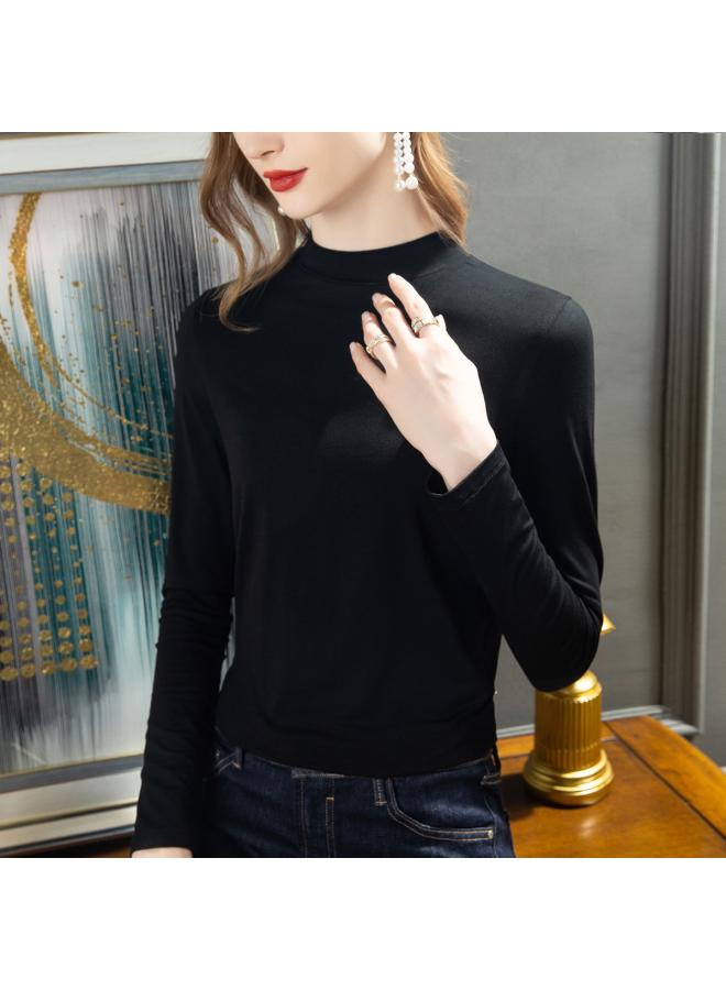 Song Feng Ya Base Shirt Women's Half-turtleneck Autumn And Winter New Women's Long-sleeved Styline Slim-fit Modal Solid Color Top 