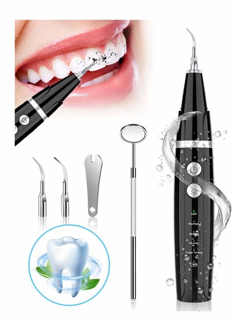 Ultrasonic Tooth Cleaner Plaque Remover for Teeth Remove Teeth Stain tarter Plaque Calculus  with Led 5 Adjustable Modes 2 Replaceable Clean Heads Safe