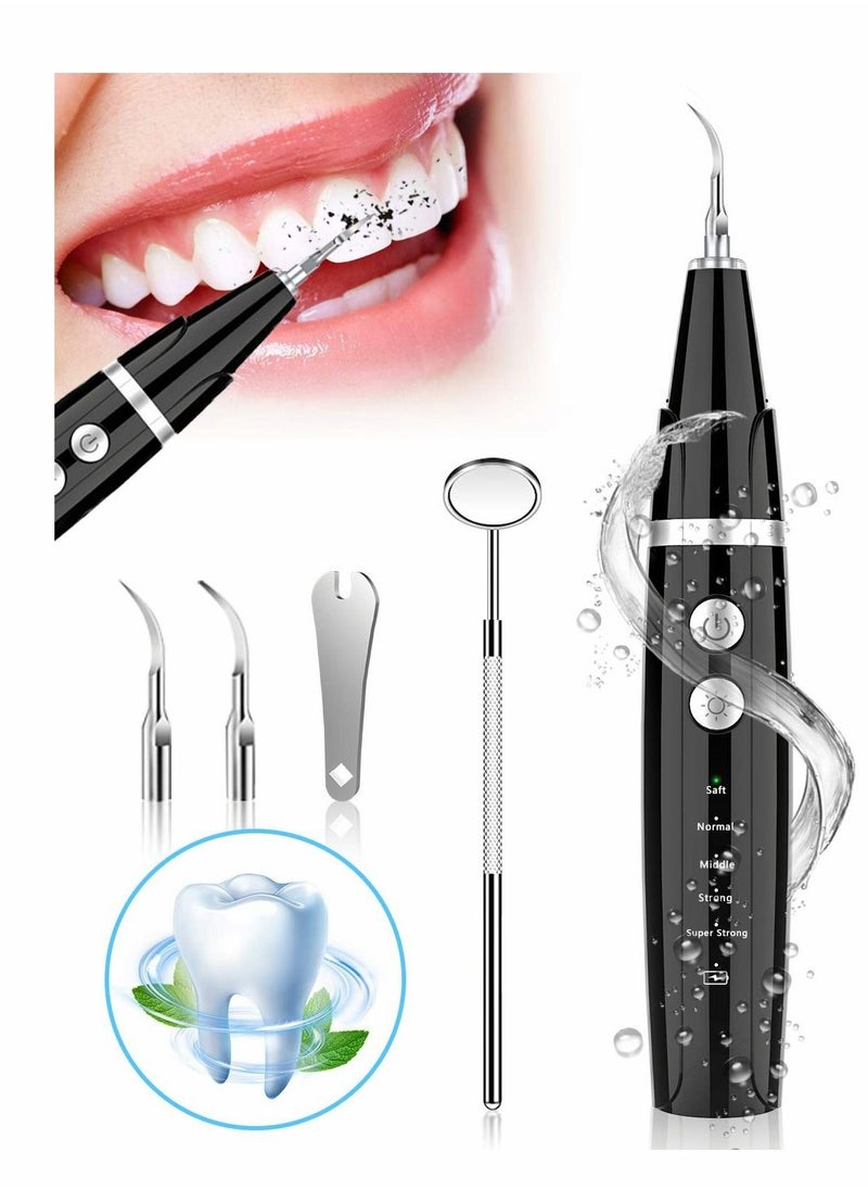 Captaintech Ultrasonic Tooth Cleaner Plaque Remover for Teeth Remove Teeth Stain tarter Plaque Calculus  with Led 5 Adjustable Modes 2 Replaceable Clean Heads Safe  - Image 1