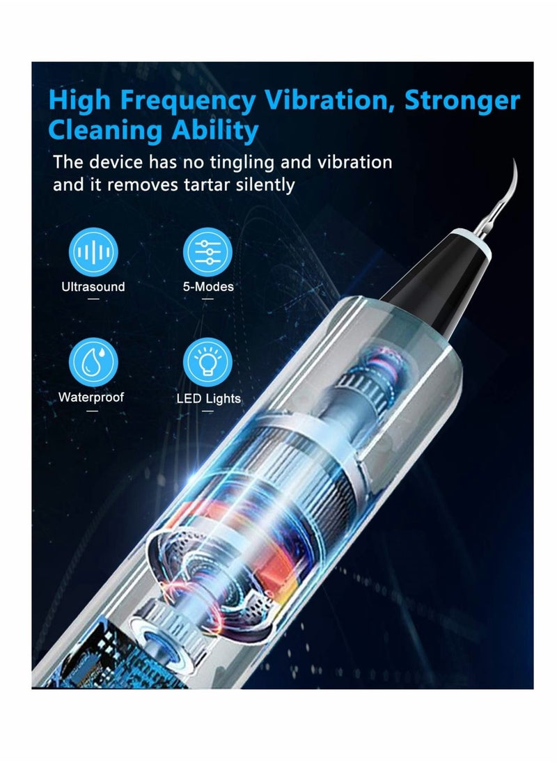 Captaintech Ultrasonic Tooth Cleaner Plaque Remover for Teeth Remove Teeth Stain tarter Plaque Calculus  with Led 5 Adjustable Modes 2 Replaceable Clean Heads Safe  - Image 3