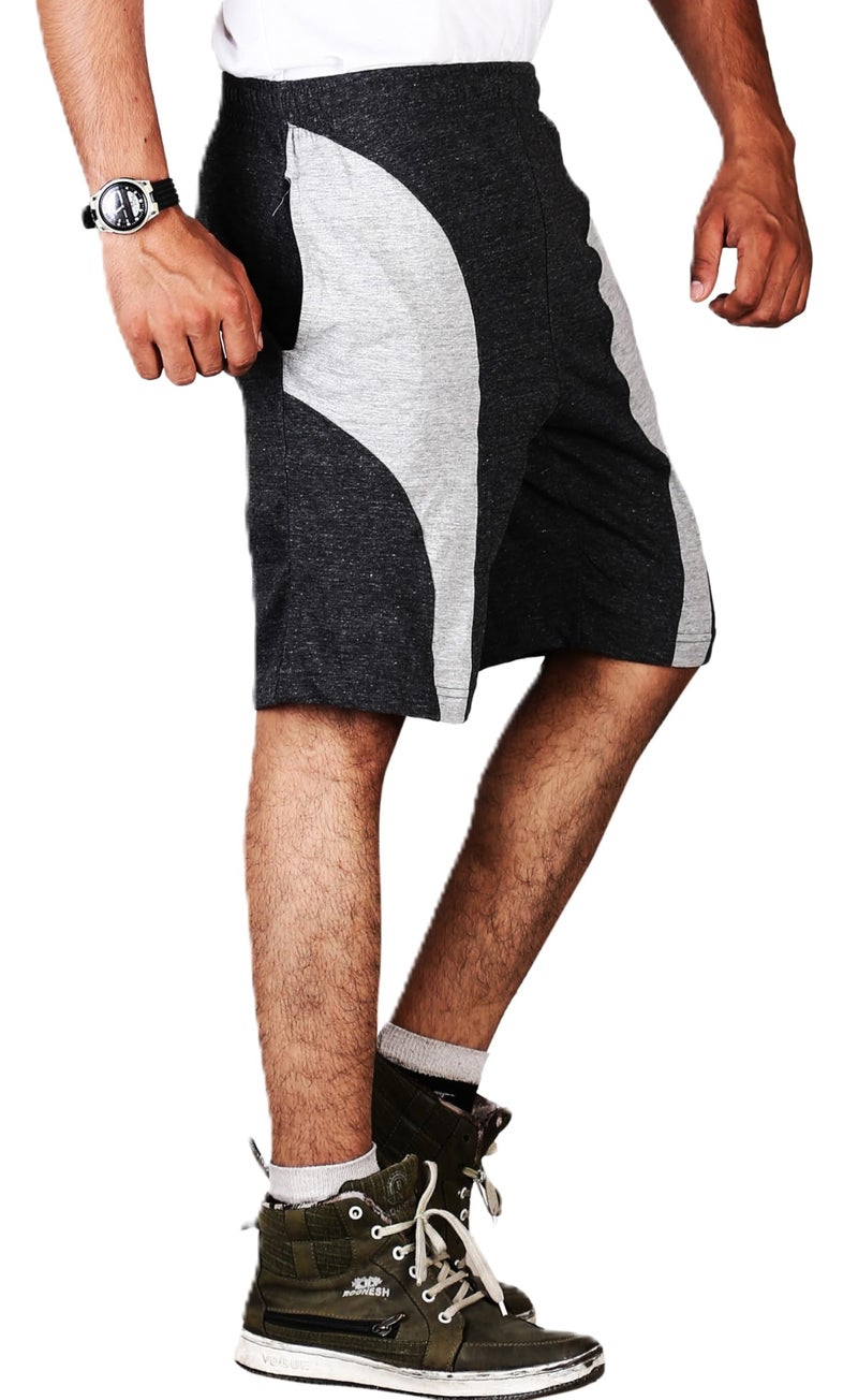 VEGO Mens Black Cotton Shorts, Bermuda, Half Pant - Image 3