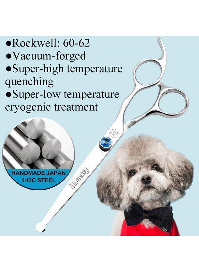 Moontay Professional Dog Grooming Straight, Curved, Thinning/Blending/Chunking Scissors Kit, JP-440C Stainless Steel Pet Cat Hair Cutting/Trimming Shears, Silver - Image 5