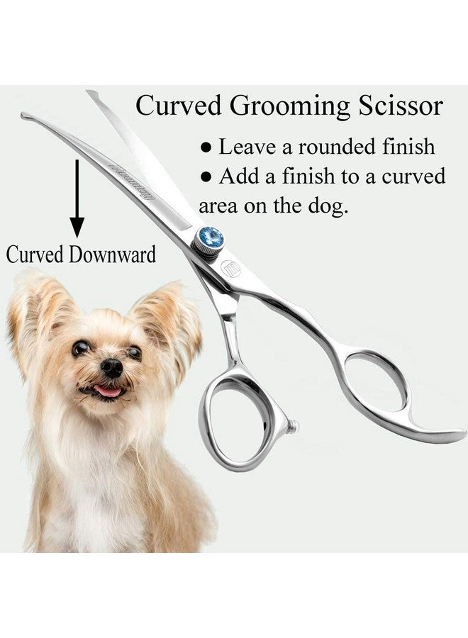 Moontay Professional Dog Grooming Straight, Curved, Thinning/Blending/Chunking Scissors Kit, JP-440C Stainless Steel Pet Cat Hair Cutting/Trimming Shears, Silver - Image 3