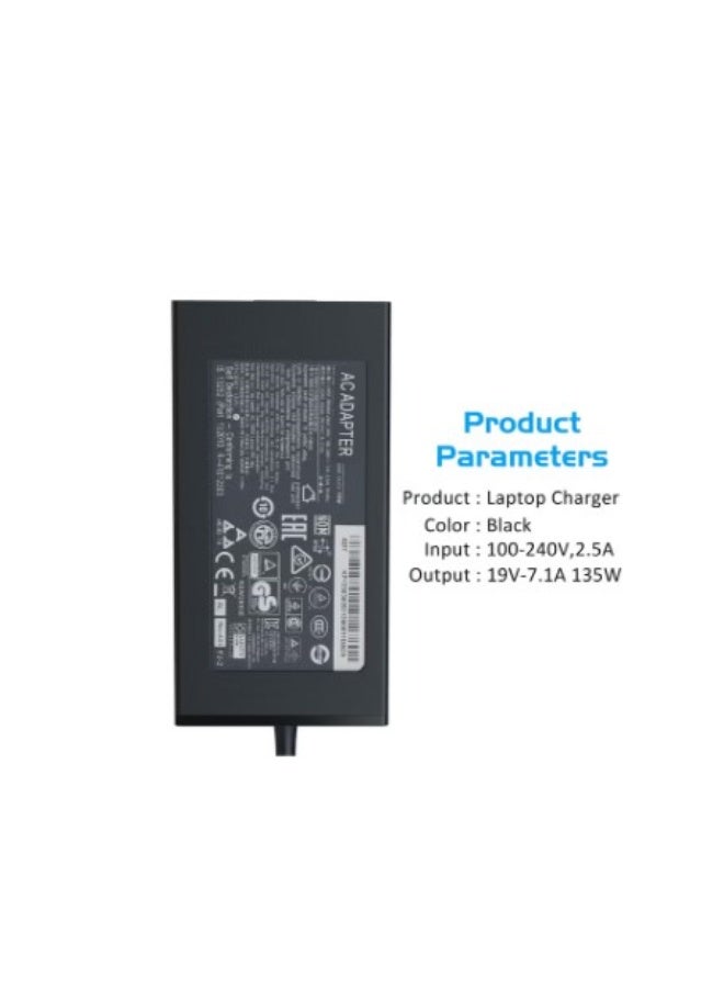 Terabyte 135W Charger 19V 7.1A 5.5x1.7mm for Acer Nitro 5 N18C3 AN515-51 AN515-41 AN515-43 AN517-51 N18C4 ADP-135K ADP-135KB Laptop Adapter Power Supply Cord - Image 2