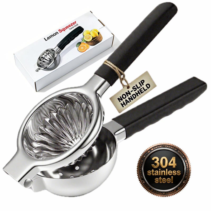 iStarcas Stainless Steel Lemon Squeezer, Manual Citrus Juicer with Non-Slip Handles, 304 Grade Steel Large Manual Lemon Press Juicer, Ergonomic Design Handheld Lime Squeezer Fruit Juicer - Image 1