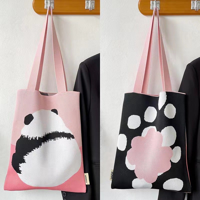 2025 Back Panda Knitted Bag Factory Tote Bag Canvas Bag Women'S Shoulder Bag Handbag Souvenir - Image 3
