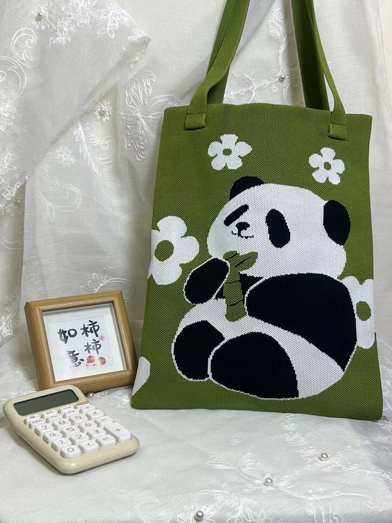 2025 Back Panda Knitted Bag Factory Tote Bag Canvas Bag Women'S Shoulder Bag Handbag Souvenir - Image 1