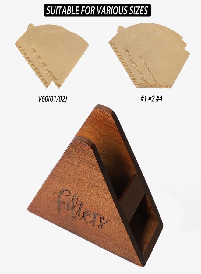 LBEMEY Acacia Wood Coffee Filter Holder, Coffee Bar Decor,Storage for Square Cone shaped and Flat bottomed Pour Over Paper Filters - Image 3
