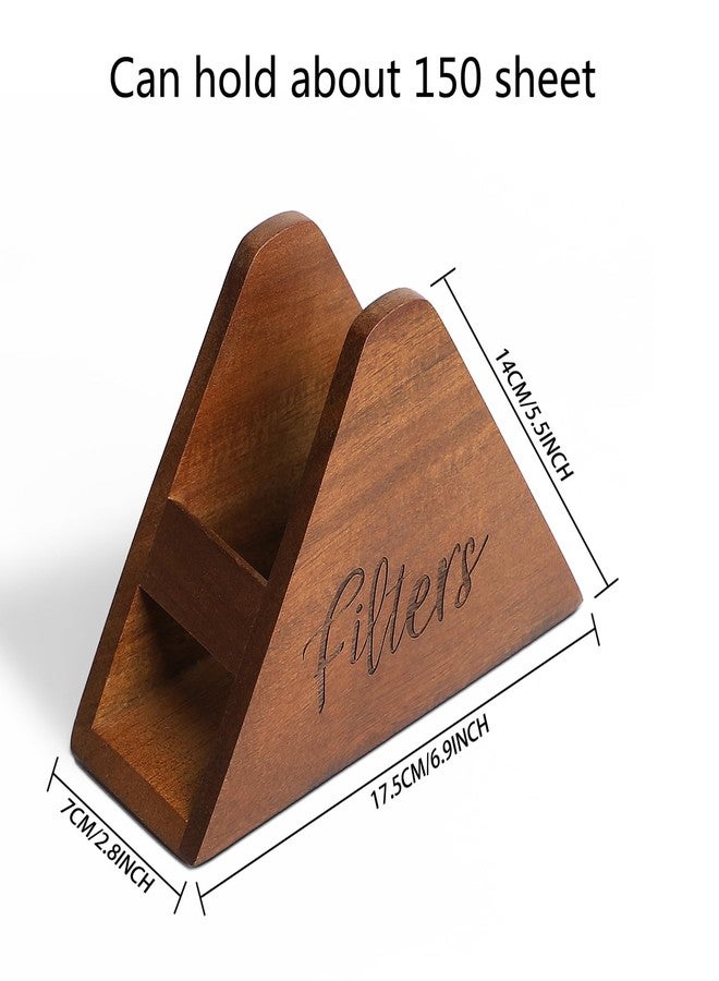 LBEMEY Acacia Wood Coffee Filter Holder, Coffee Bar Decor,Storage for Square Cone shaped and Flat bottomed Pour Over Paper Filters - Image 4
