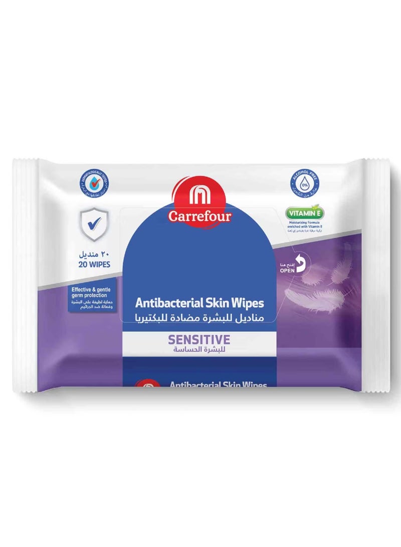 Antibacterial Sensitive Skin Care Wipes White 20 Wipes