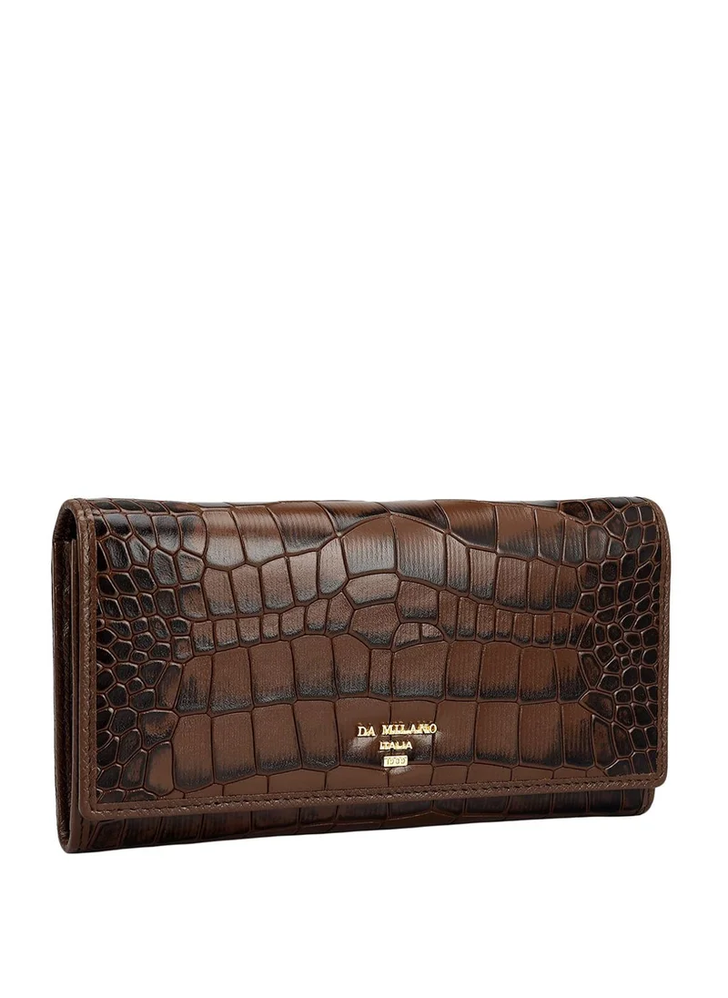 دا ميلانو محفظة نسائية جلد طبيعي بني من دا ميلانو