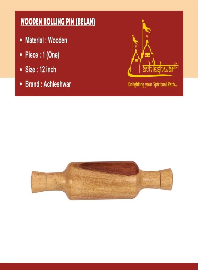 Achleshwar Wooden Roti Roller/Chakla/Chakla for Kitchen/Rolling Board, 9 Inch(22 Cms, Round) with Handicrafted Wooden Rolling Pin Roller Thick,Wood,Roti Belan - Image 3
