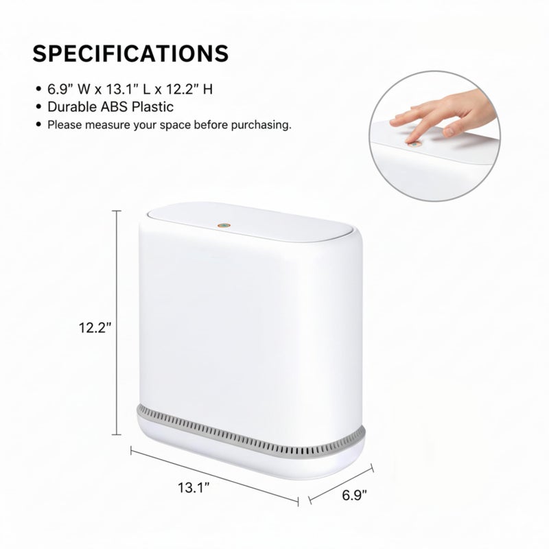 MOPALL Dog Proof Trash Can with Lid, 3.3 Gallon Slim Bathroom Garbage Bin with Inner Bucket, Fits Standard 4 Gallon Bags, Odor Sealing Diaper Pail for Nursery, Modern White Waste Basket, 6.9" Wide - Image 5