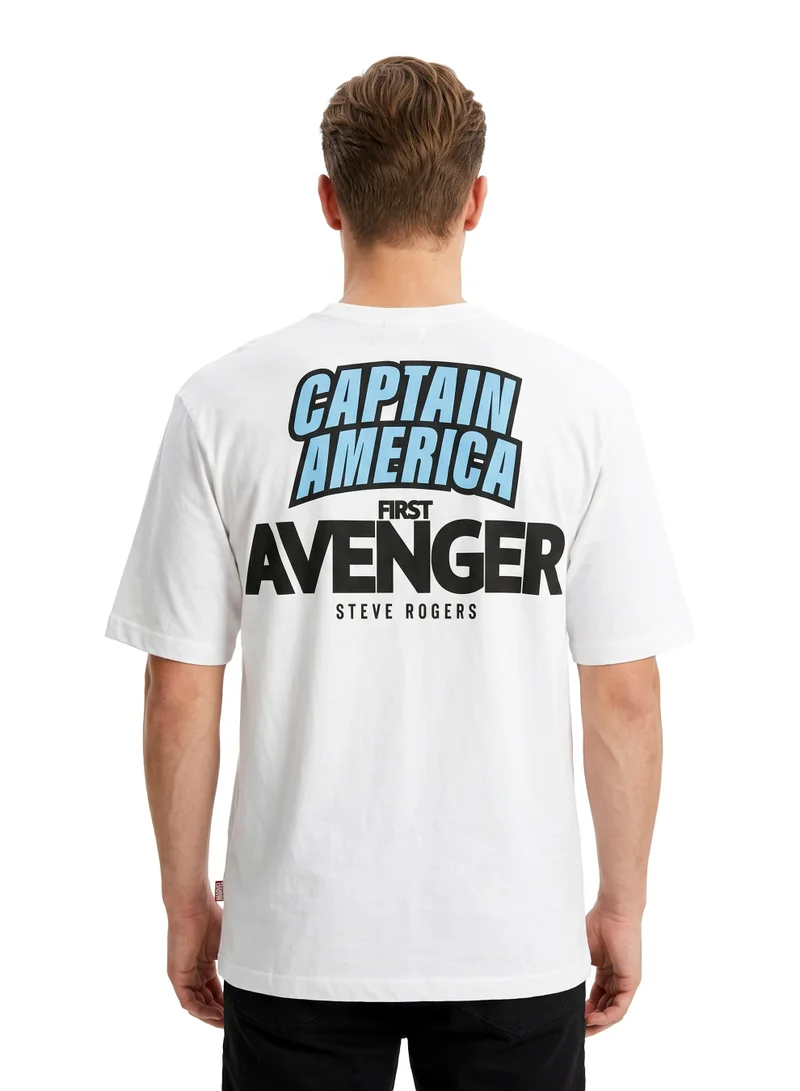 Marvel Marvel Captain America First Avenger Men’s Graphic T-Shirt | Steve Rogers Superhero Print Casual Crew Neck Cotton Tee