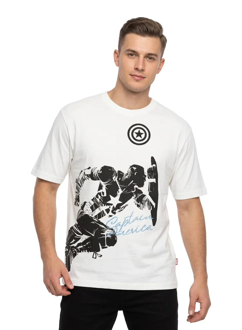 Marvel Marvel Captain America First Avenger Men’s Graphic T-Shirt | Steve Rogers Superhero Print Casual Crew Neck Cotton Tee