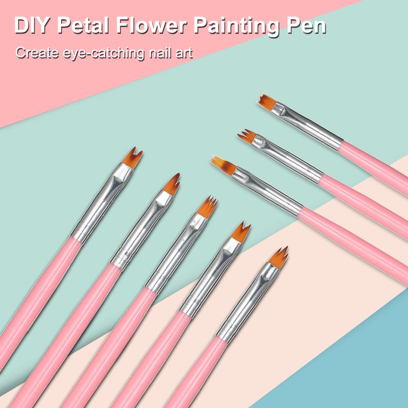 8Pcs Nail Art Brush DIY Petal Flower Painting Pen Gradient Acrylic Painting Brush Set Manicure Tools for Girls - Image 2