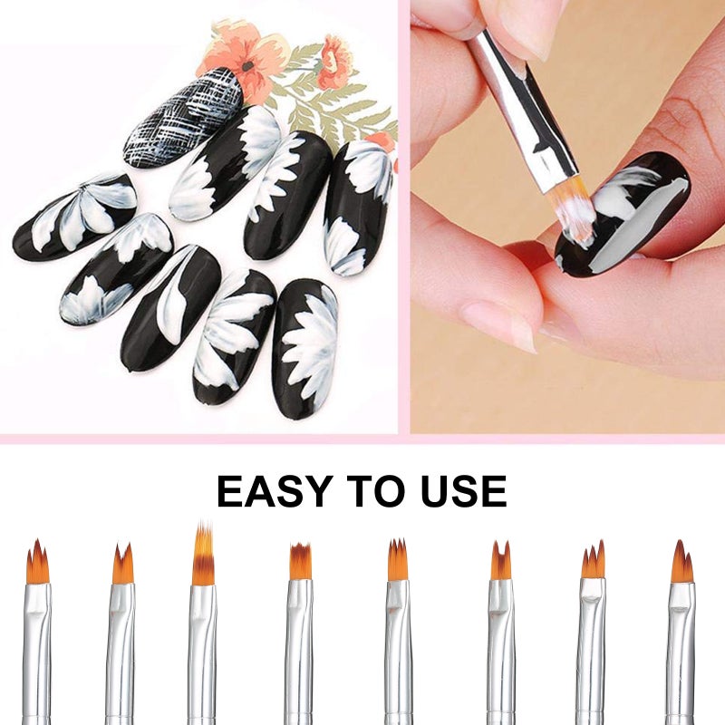 8Pcs Nail Art Brush DIY Petal Flower Painting Pen Gradient Acrylic Painting Brush Set Manicure Tools for Girls - Image 3