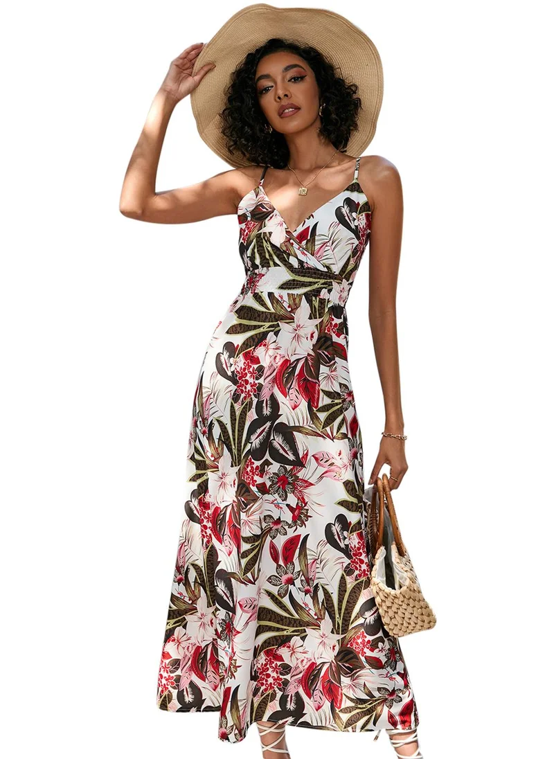 يونيكي White Floral Print Fit & Flare Dress