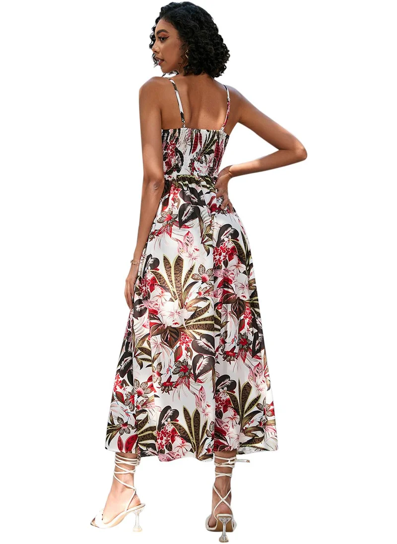 يونيكي White Floral Print Fit & Flare Dress