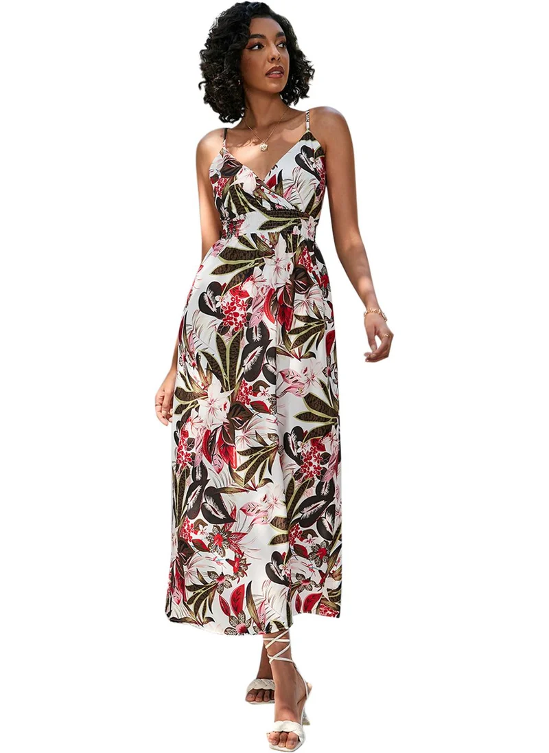 يونيكي White Floral Print Fit & Flare Dress