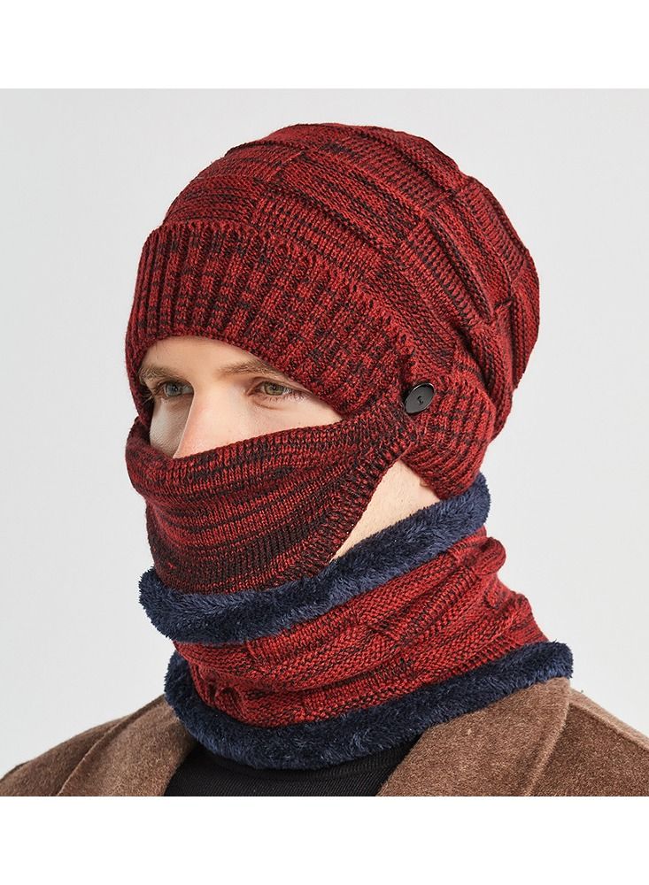 Loquat Winter Padded Set Cap Knitted Hat Scarf 2-Piece Set