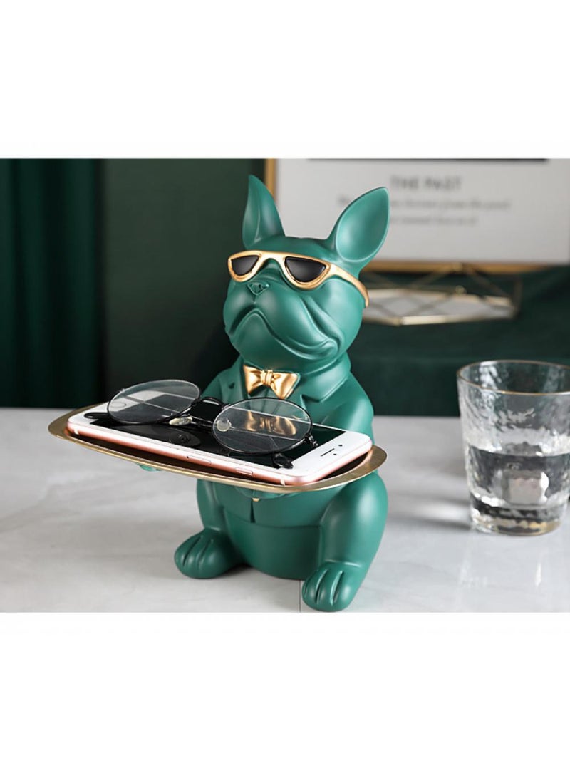 General 1-Piece Decorative Convenient Cool Bulldog Statue Green  - Image 4