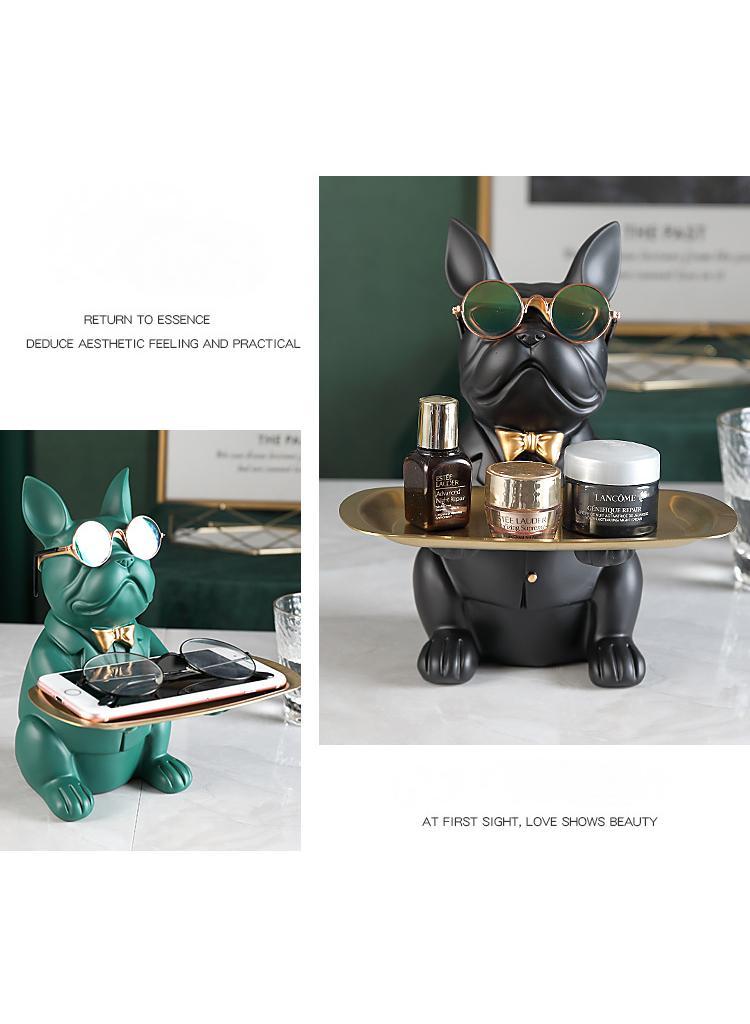 General 1-Piece Decorative Convenient Cool Bulldog Statue Green  - Image 5