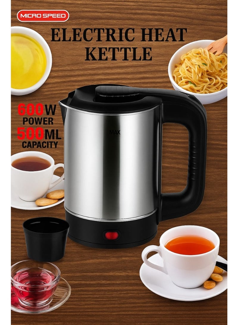 Micro Speed Electric Stainless Steel Kettle – 500ml, (600W) - Image 1