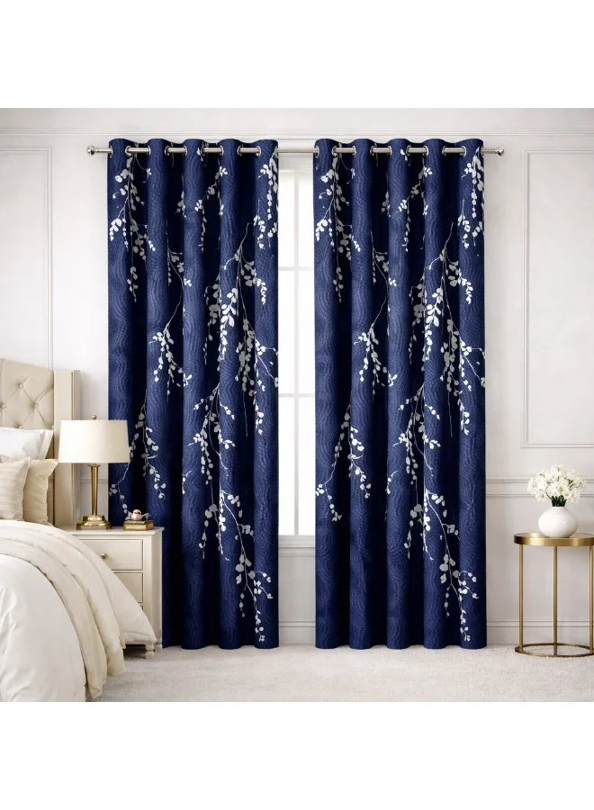 Bliss Casa Bliss Casa Indigo Window Curtains 2 Pack 240 x 140 cm – Solid Eyelet Curtains for Bedroom & Living Room – Premium Fabric Home Drapes