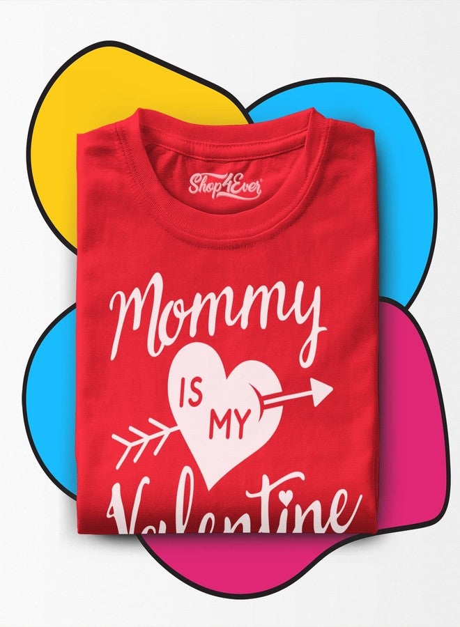 Shop4Ever تيشيرت قطني للأطفال الصغار بتصميم قلب "أمي حبيبتي" - تيشيرتات حب لعيد الحب - مقاس 4T - أحمر - Image 3