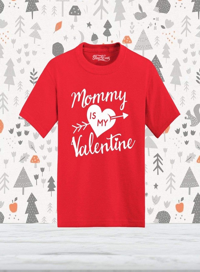 Shop4Ever تيشيرت قطني للأطفال الصغار بتصميم قلب "أمي حبيبتي" - تيشيرتات حب لعيد الحب - مقاس 4T - أحمر - Image 2