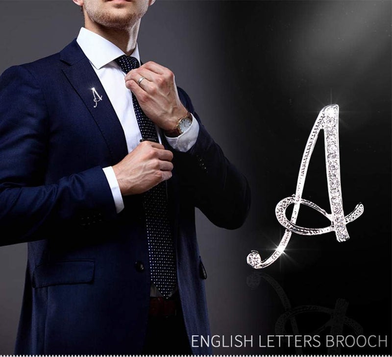 ETHOON Letter Brooch Pins Initial Rhinestone Brooch for Women Crafts Silvery A-Z - Image 2
