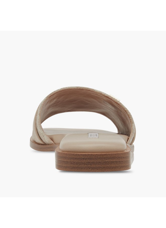 ELLE Women's Textured Slip-On Sandals with Metal Accent  - Image 5
