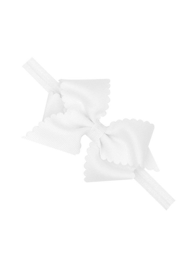 Wee Ones Baby Girl's Extra Small Grosgrain Bow On Matching Elastic Band, 6-24 Months, White - Image 1