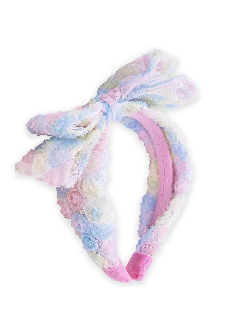 FROG SAC - FROG SAC Bow Headbands - Toddler Rainbow Flower Hair Accessories, Cute Fashion Floral Tulle Back to School Hairbands for Girls - Image 1