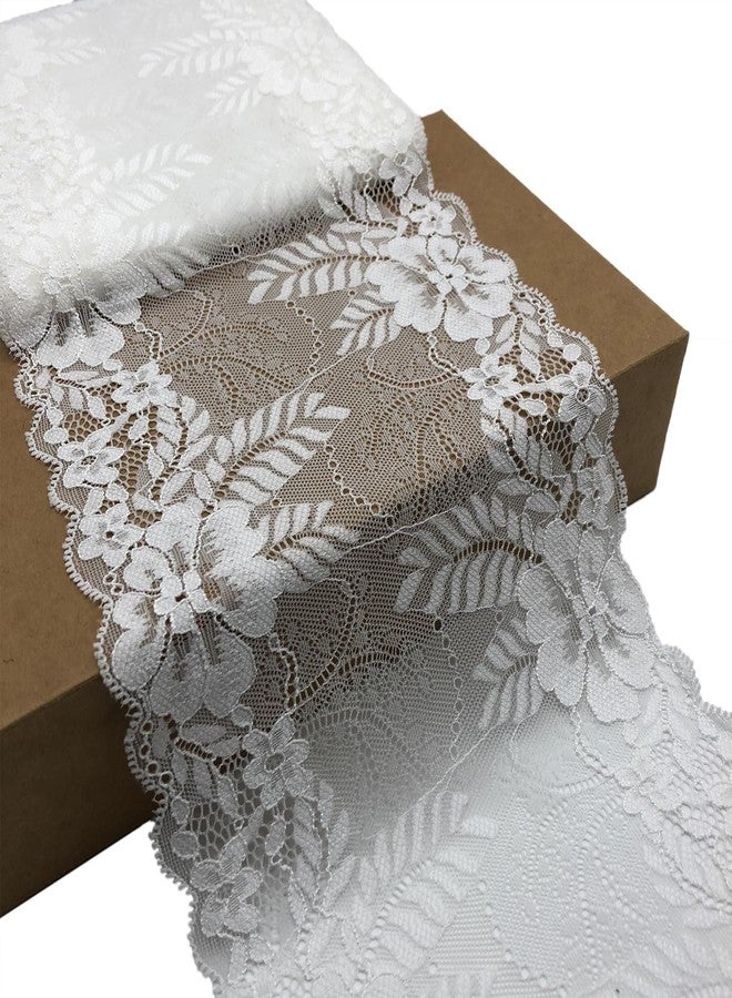 LUMKET LaceRealm 7 Inch Wide Floral Stretchy Lace Elastic Trim Fabric for Garment - Image 1