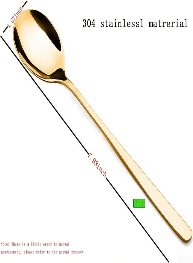 KOOSHLO Dinner Spoons Set Stainless Steel Spoons for Home, Kitchen or Restaurant Tablespoons Dinner, Large and Heavy Duty Round Spoons (Gold, 10) - Image 2
